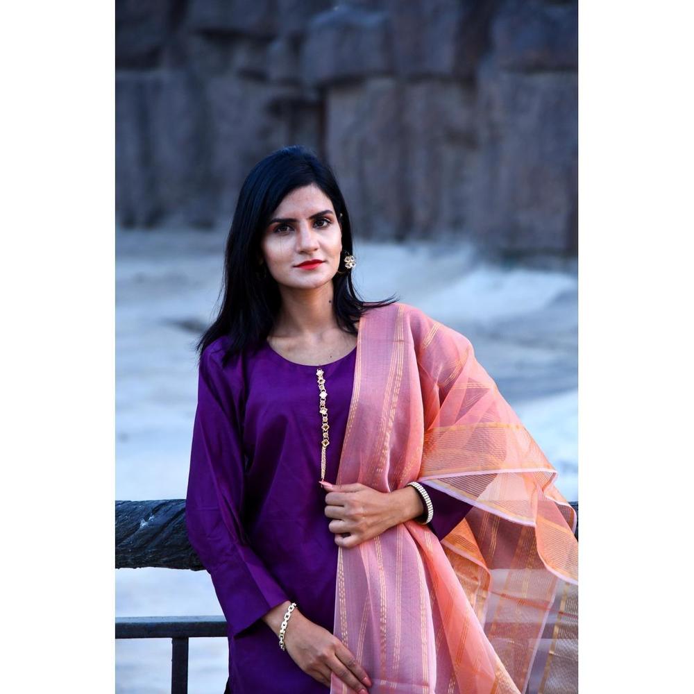 3 Pcs Women's Unstitched Katan Silk Plain Suit