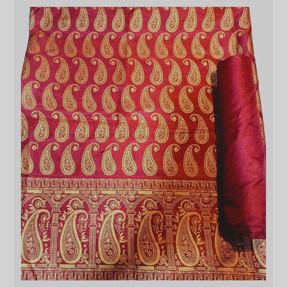 2 Pcs Women's Unstitched Katan Silk Printed Suit