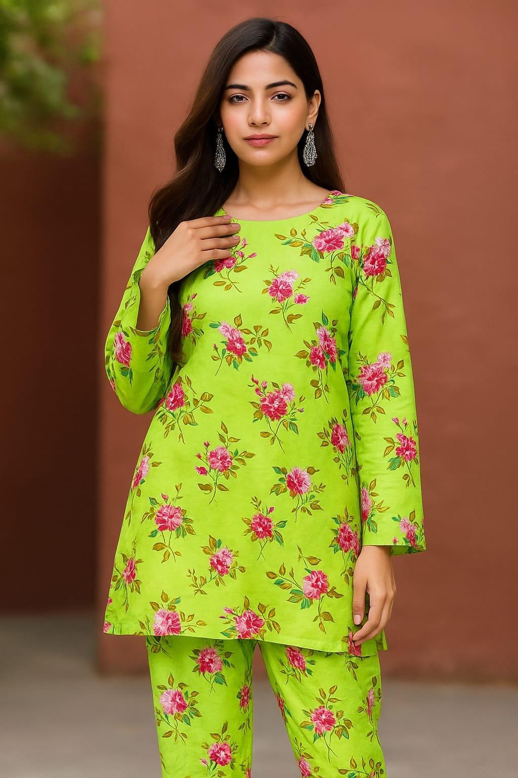 2 Pcs Women's Unstitched Printed Suit