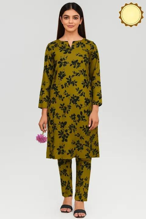 2 Pcs Women's Unstitched Printed Suit