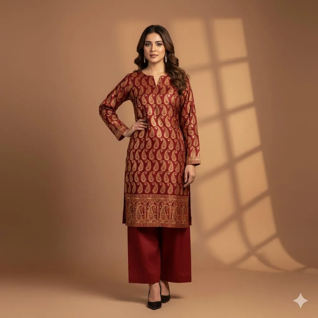 2 Pcs Women's Unstitched Block Printed Suit