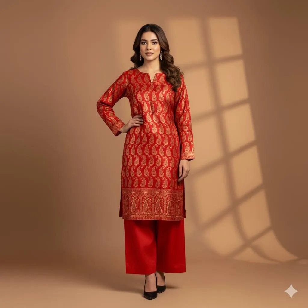 2 Pcs Women's Unstitched Block Printed Suit