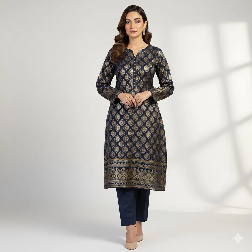 2 Pcs Women's Unstitched Block Printed Suit
