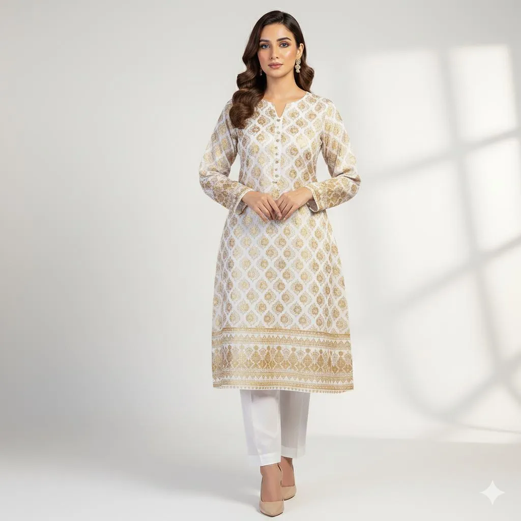 2 Pcs Women's Unstitched Block Printed Suit