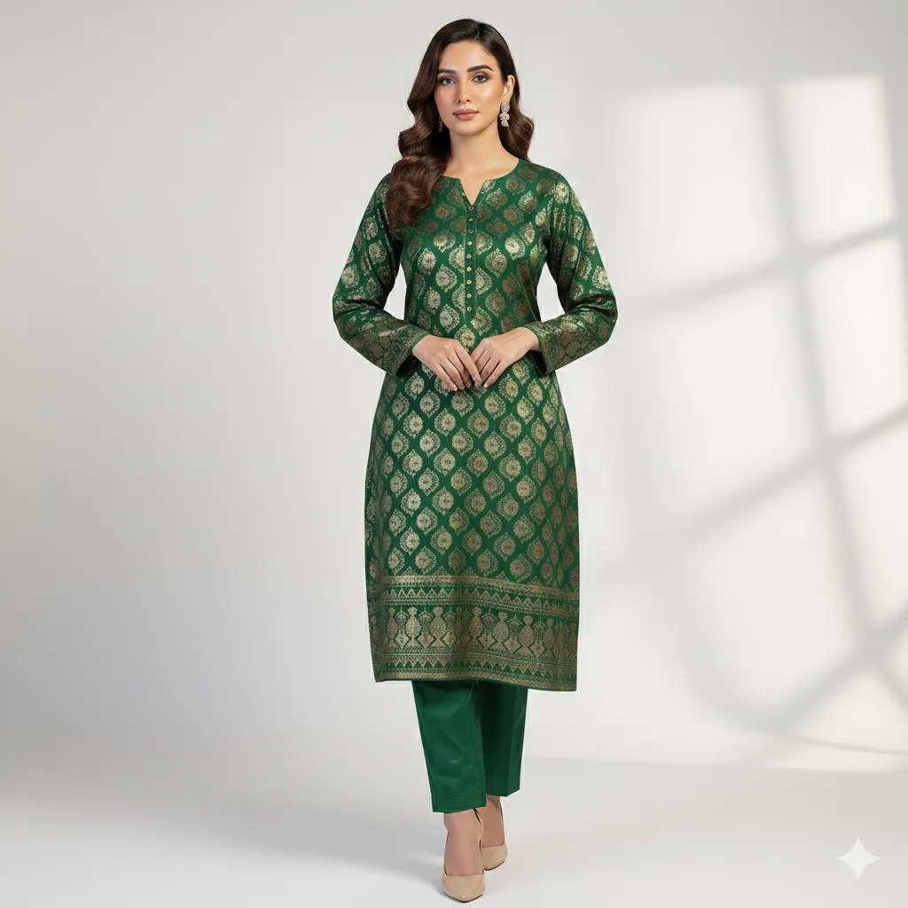 2 Pcs Women's Unstitched Block Printed Suit