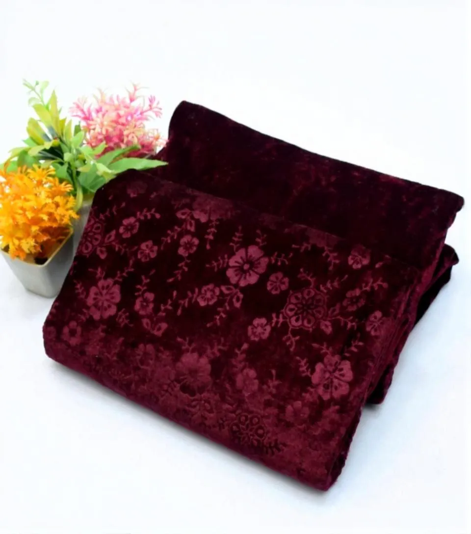 2 Pcs Women's Unstitched Valvet Suit