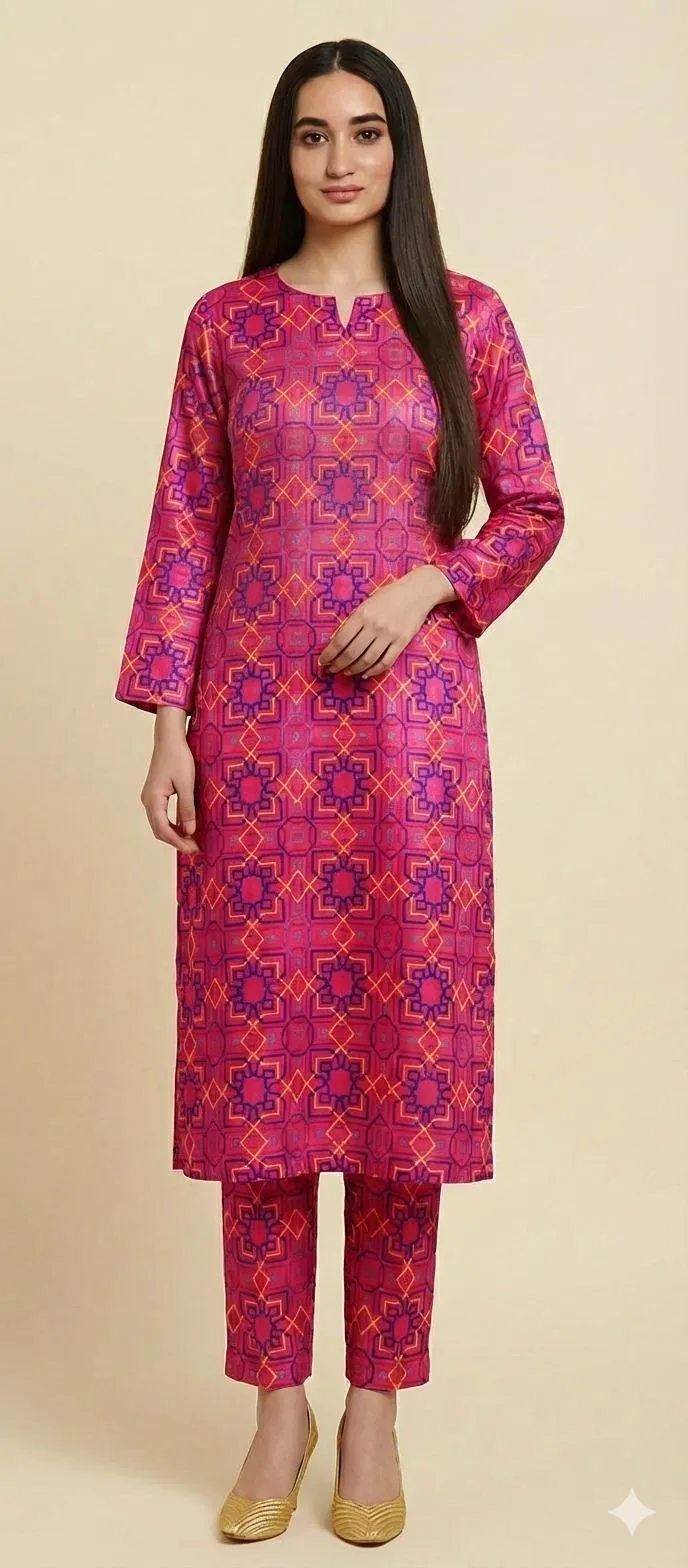 2 Pcs Women's Unstitched Printed Suit