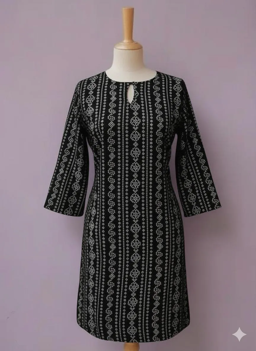 1 Pc Women's Stitched Linen Block Printed Shirt