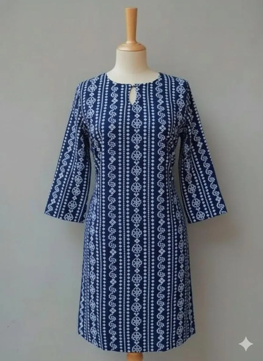 1 Pc Women's Stitched Linen Block Printed Shirt