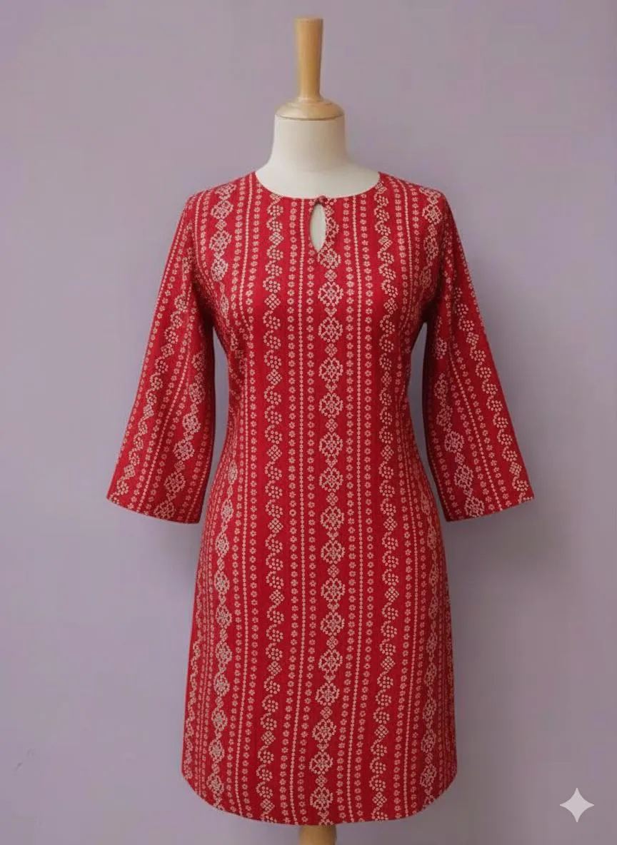 1 Pc Women's Stitched Linen Block Printed Shirt