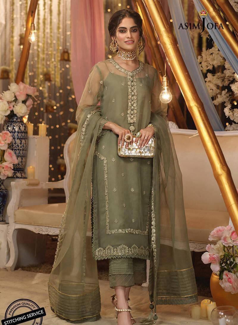 3 Pcs Women's Unstitched Organza Embroidered Suit