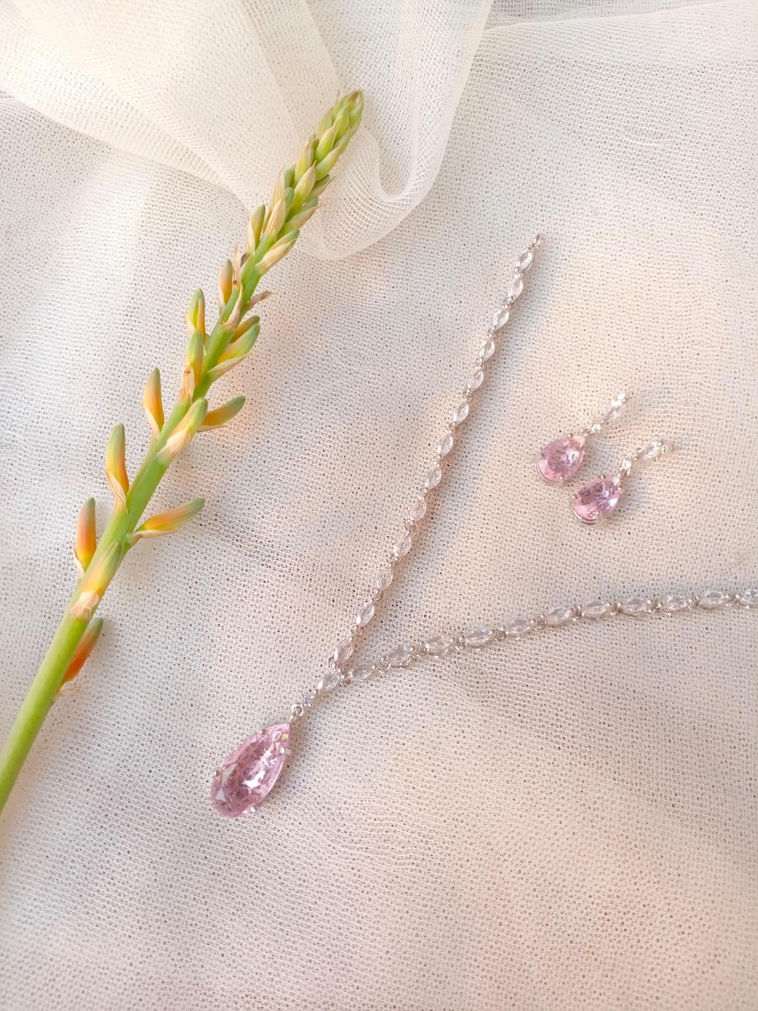 Modern Design Silver Plated Zircon Pendant Set - 3 Pcs