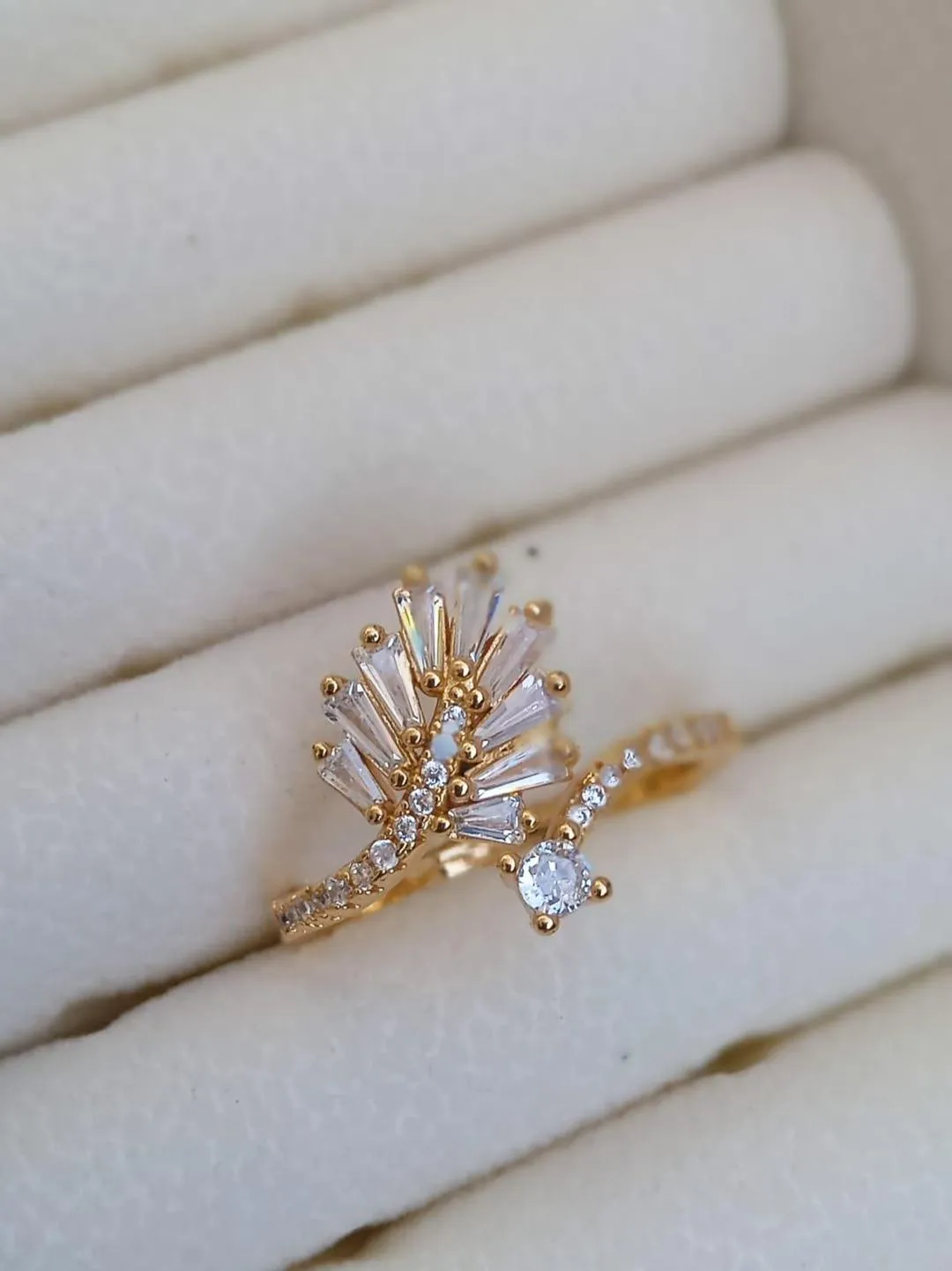Gold Plated Crystal Adjustable Ring