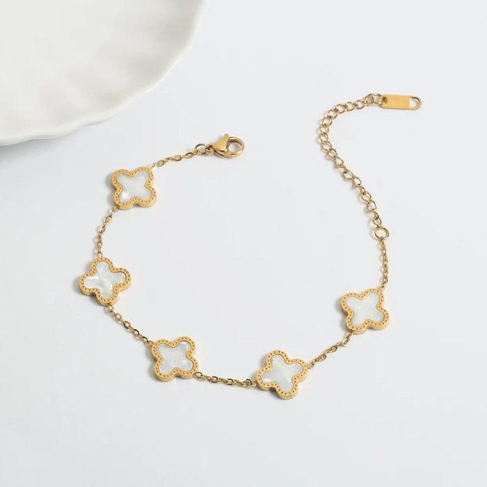 1 Pc Clover Design Gold Plated Chain Bracelet