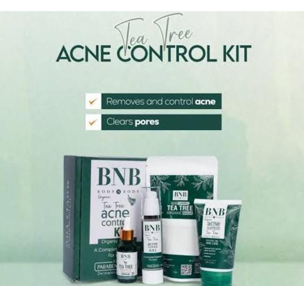 Acne Control Facial Kit - 5 Pcs with Hydrating Tea Tree Wash and Pore Clearing Gel