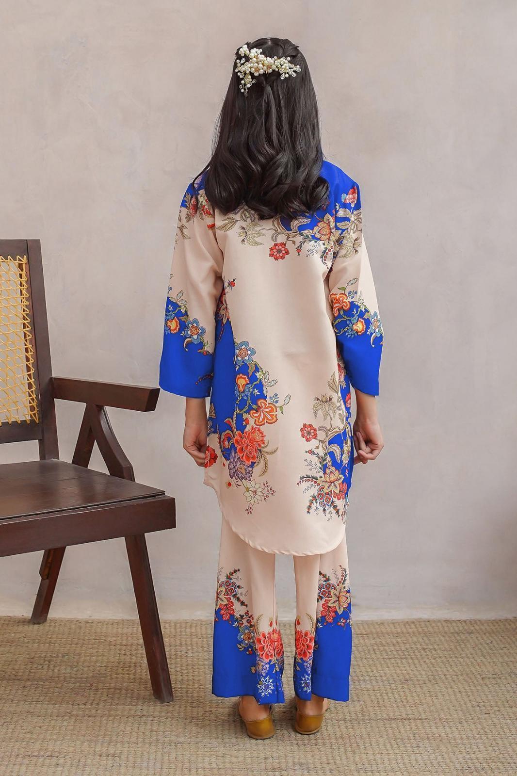 2 Pcs Girl's Sussi Printed Kurta And Trouser