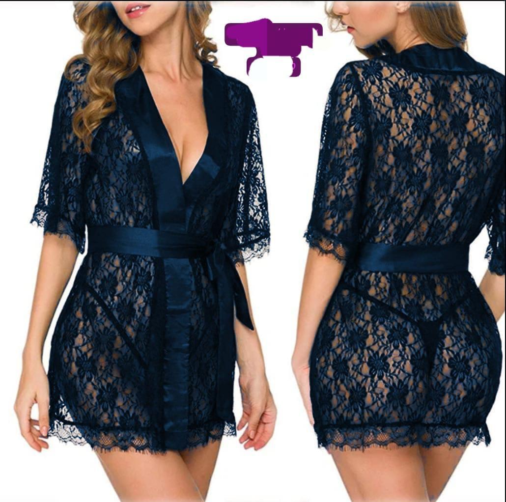 Lace Nightgown - Lightweight and Breathable Blue Charm