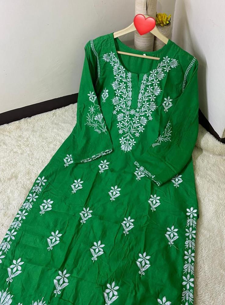 1 Pc Women's Stitched Linen Embroidered Long Kurti