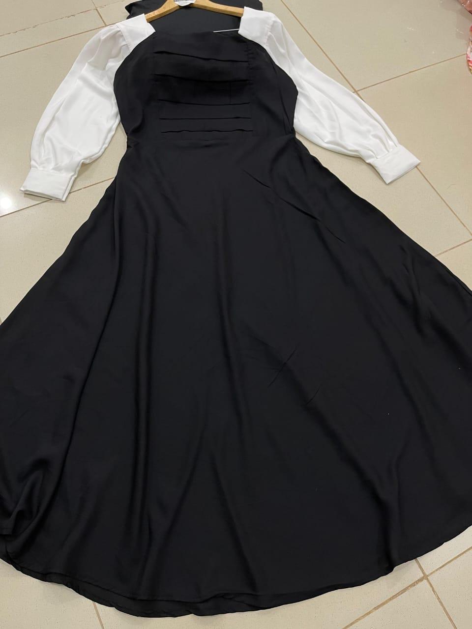 Elegant Black Georgette Frock - 1 Pc Women's Stitched