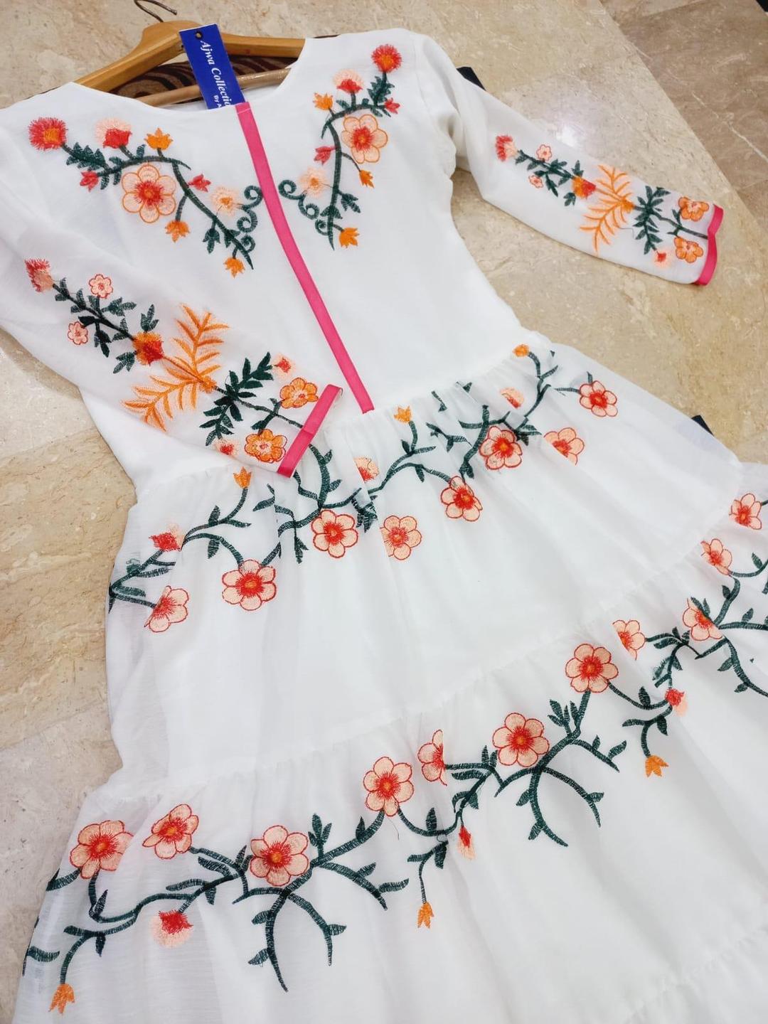 Elegant  Embroidered Chiffon Long Flair Maxi Suit - 1 Pc