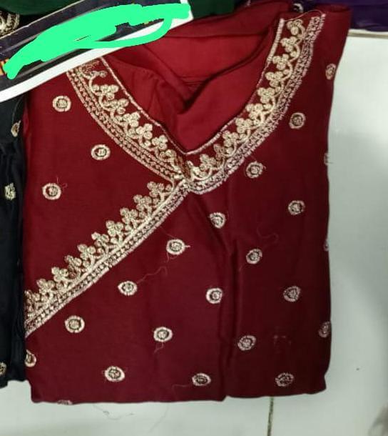 Elegant Maroon Embroidered Maxi Suit with Dupatta & Trouser - 3 Pcs Women's Stitched Set