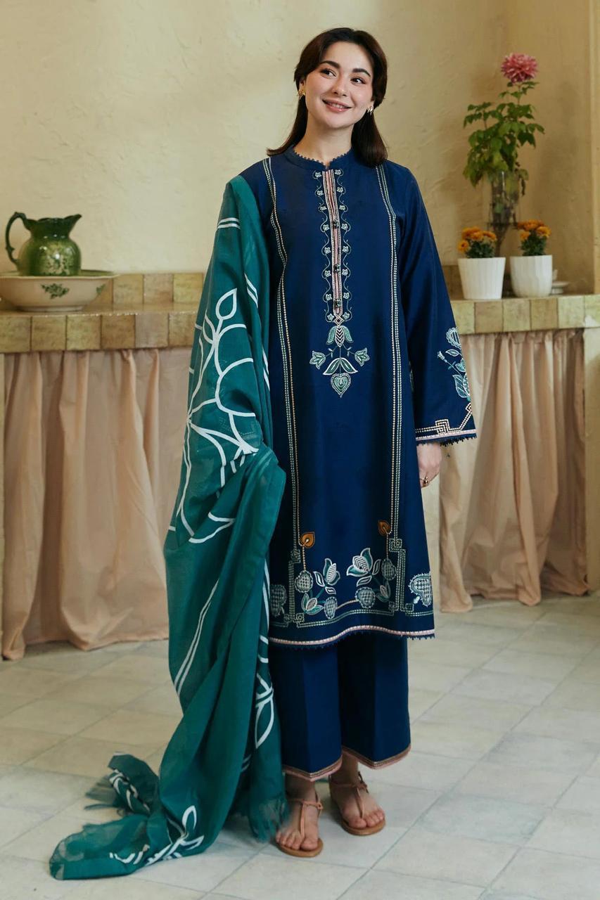 3 Pcs Women's Unstitched Embroidered Suit