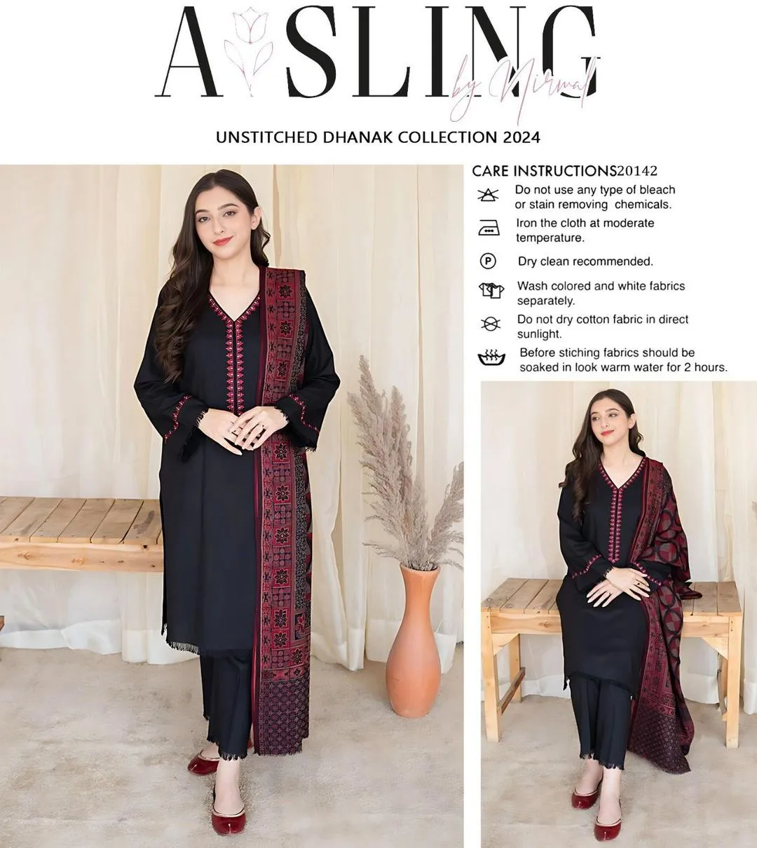 3 Pcs Women's Unstitched Embroidered Suit