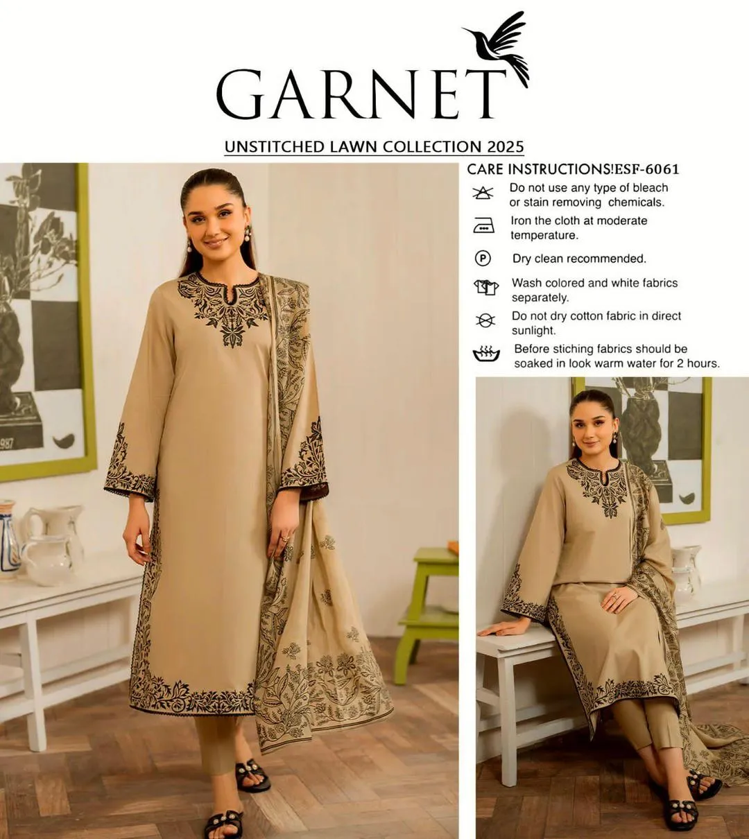 3 Pcs Women's Unstitched Embroidered Suit