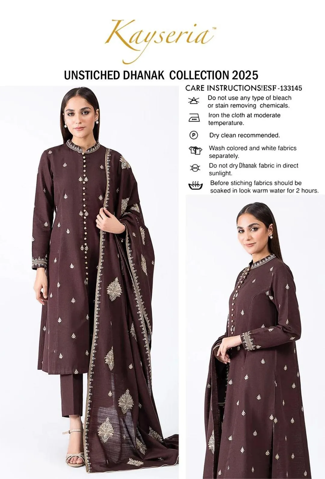3 Pcs Women's Unstitched Embroidered Suit