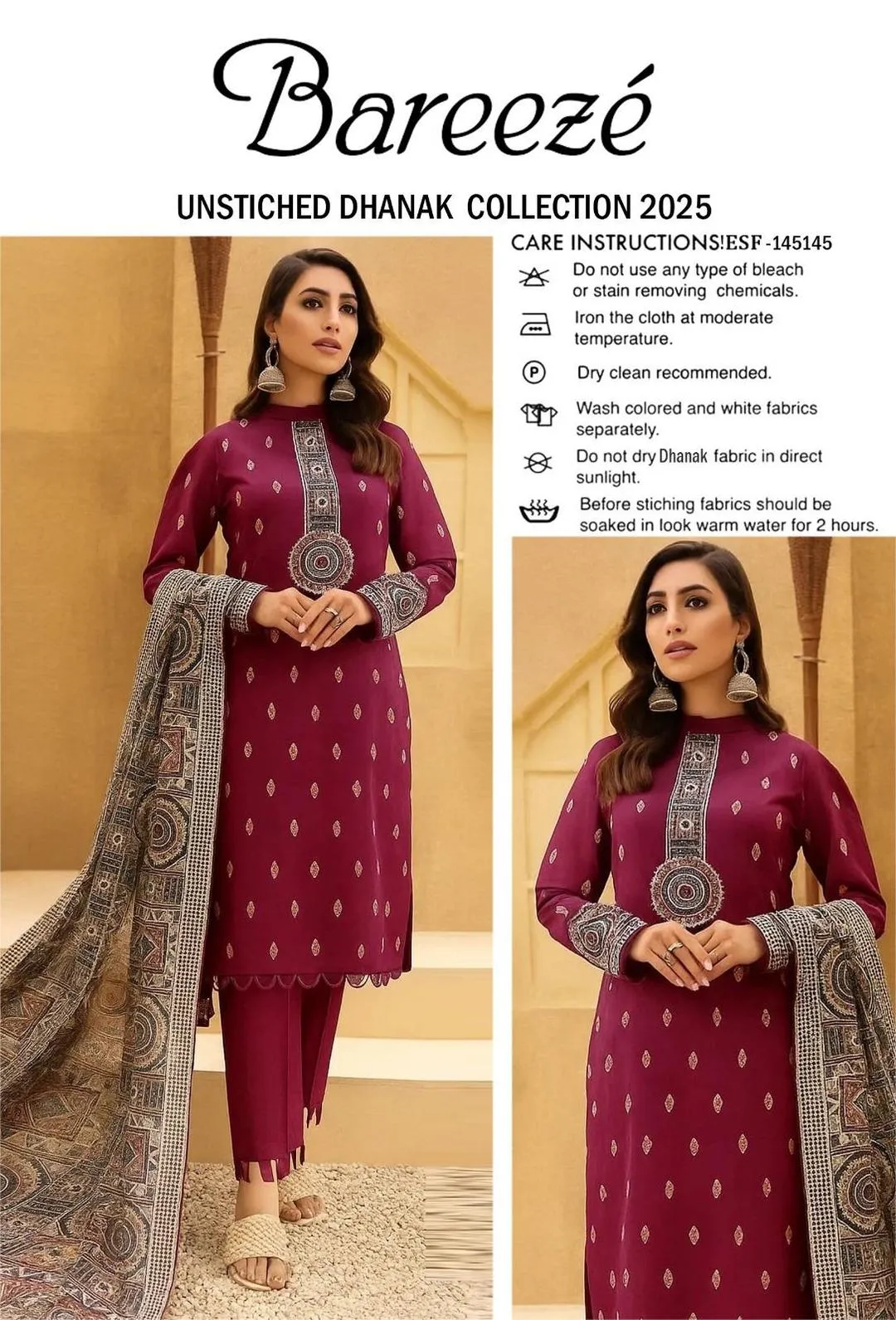 3 Pcs Women's Unstitched Embroidered Suit