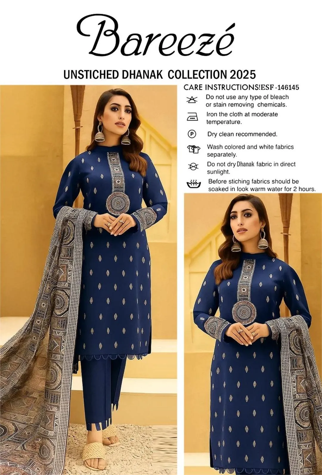 3 Pcs Women's Unstitched Embroidered Suit