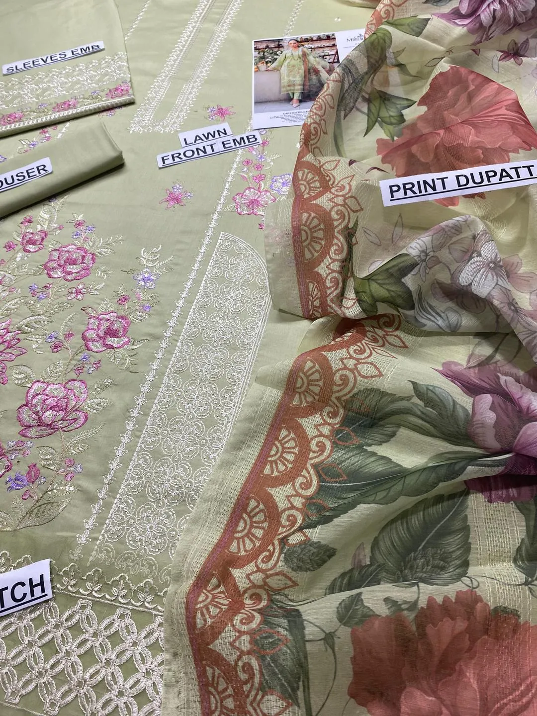 3-Piece Embroidered Lawn Suit Green for Eid Festivals