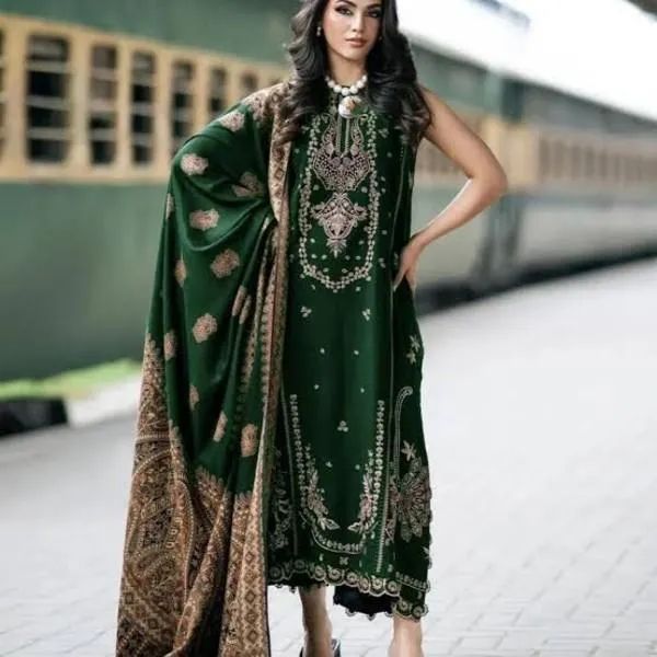 Green Embroidered Lawn Suit for Women Eid Wedding Festive Wear