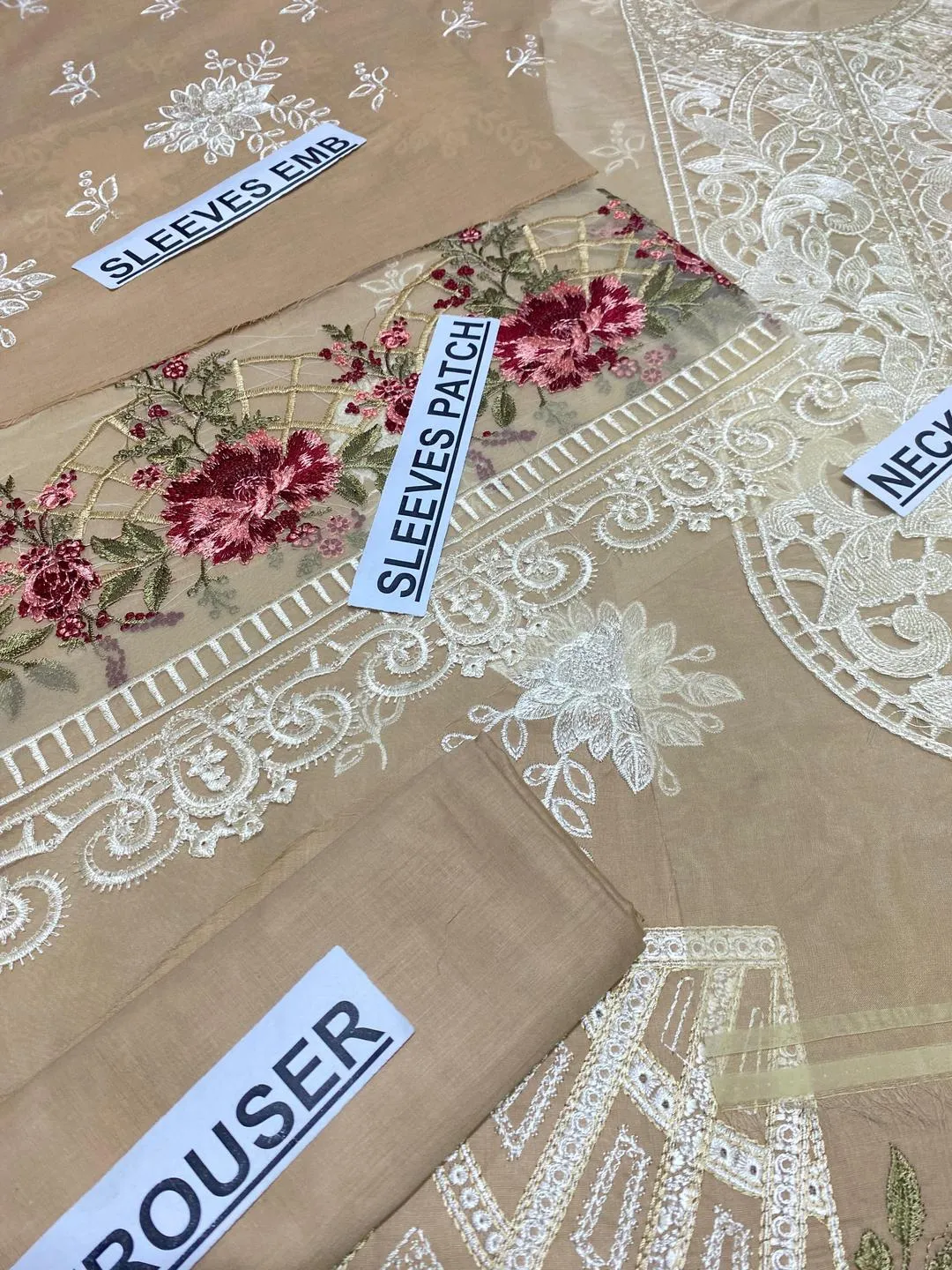 Elegant 3-Piece Embroidered Lawn Suit Brown for Eid Wedding