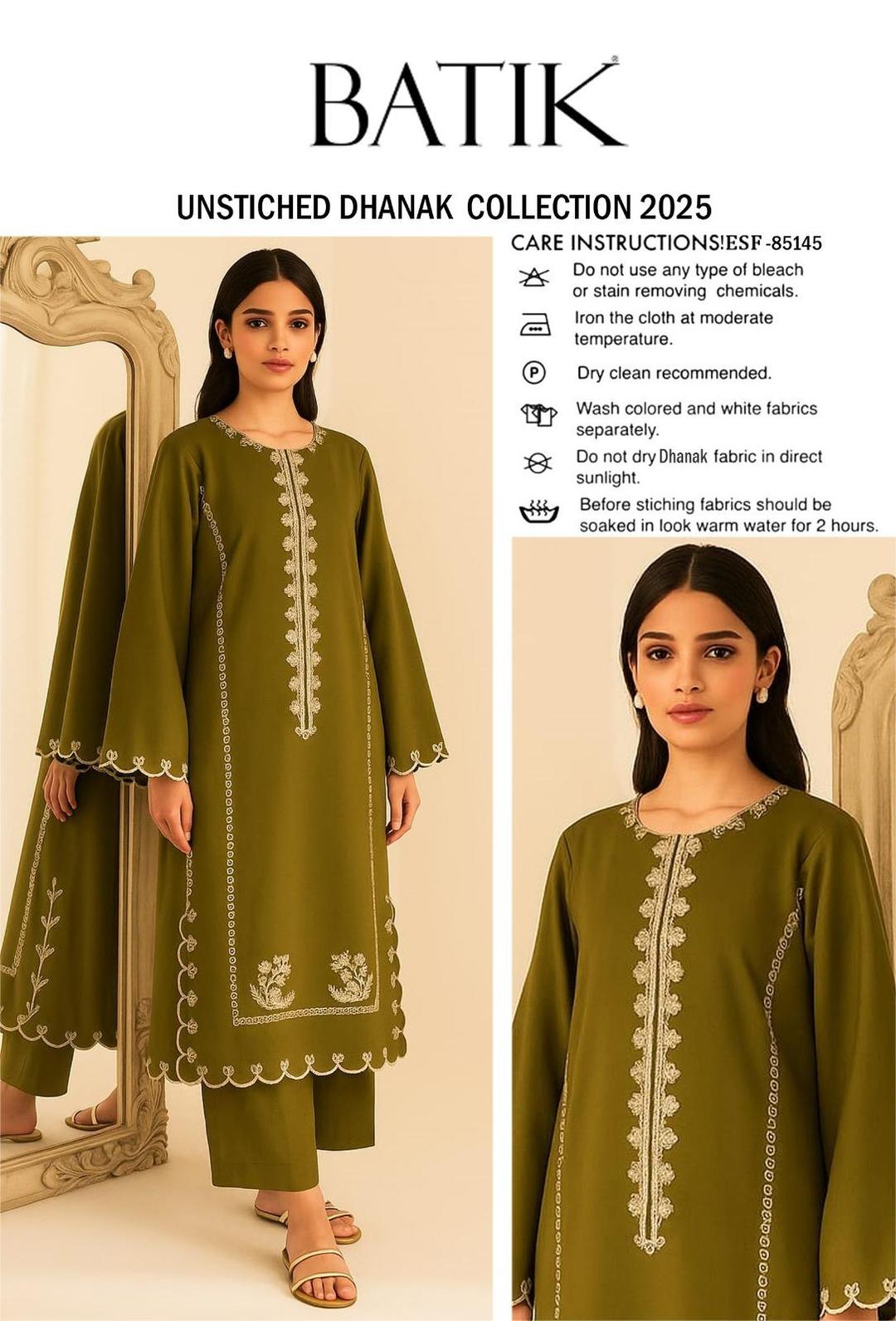 2 Pcs Women's Unstitched Embroidered Suit