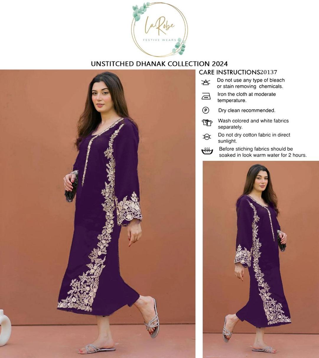 2 Pcs Women's Unstitched Embroidered Suit