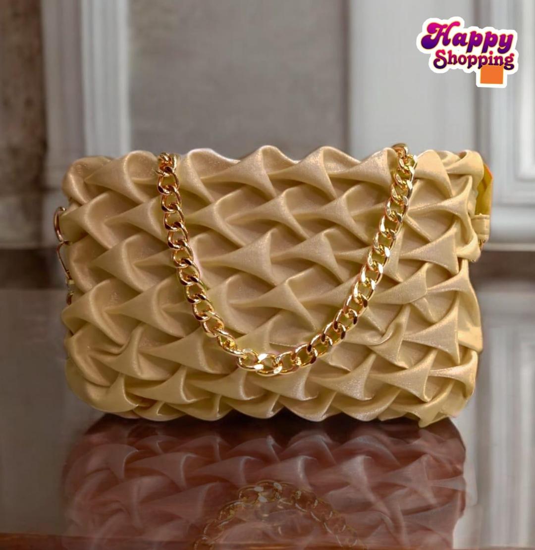 Stylish Women's Textured Mini Crossbody Bag in Golden
