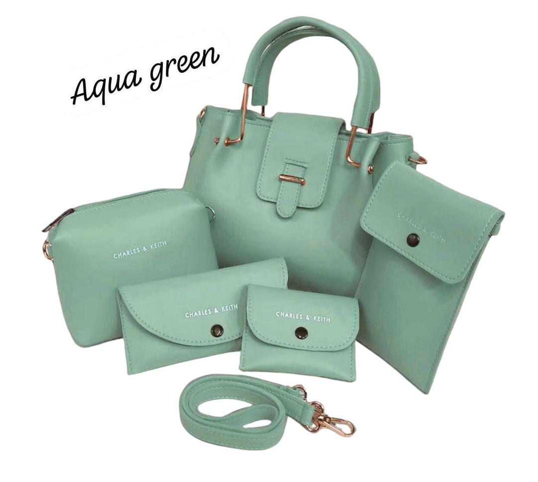 Women's PU Leather Plain Hand Bag Set