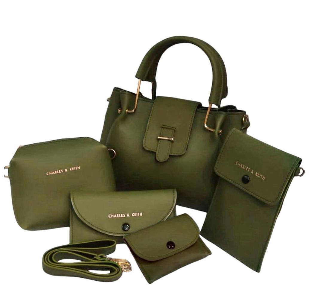 Women's PU Leather Plain Hand Bag Set