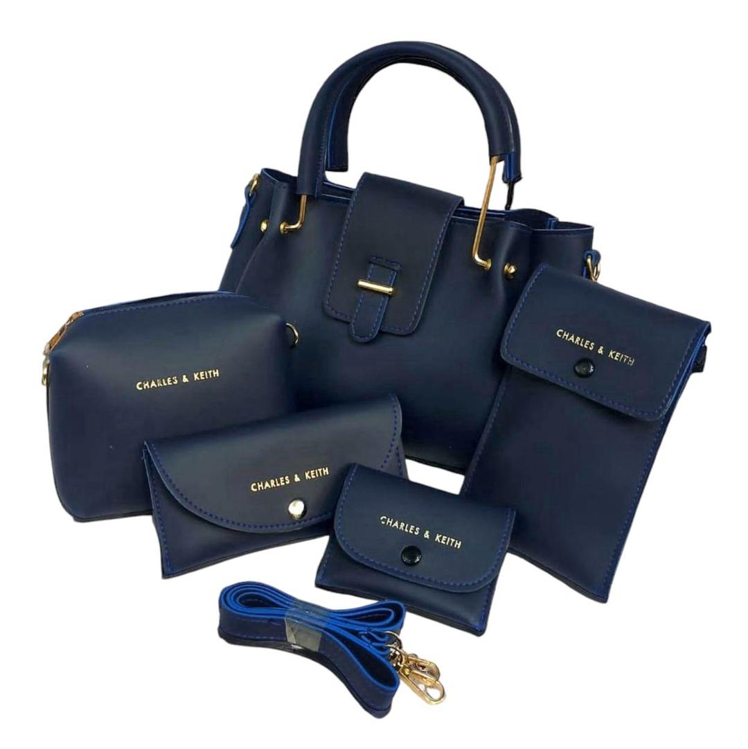 Women's PU Leather Plain Hand Bag Set