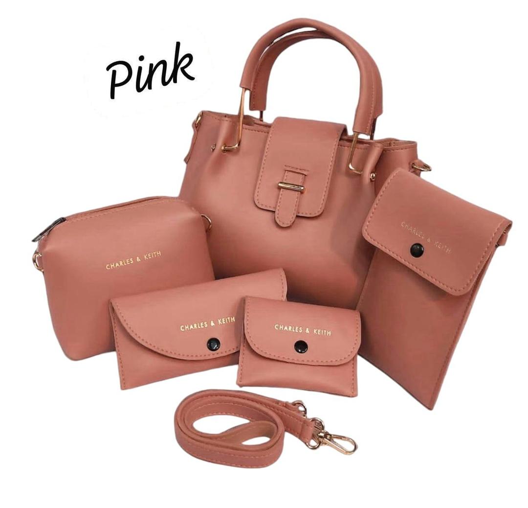 Women's PU Leather Plain Hand Bag Set