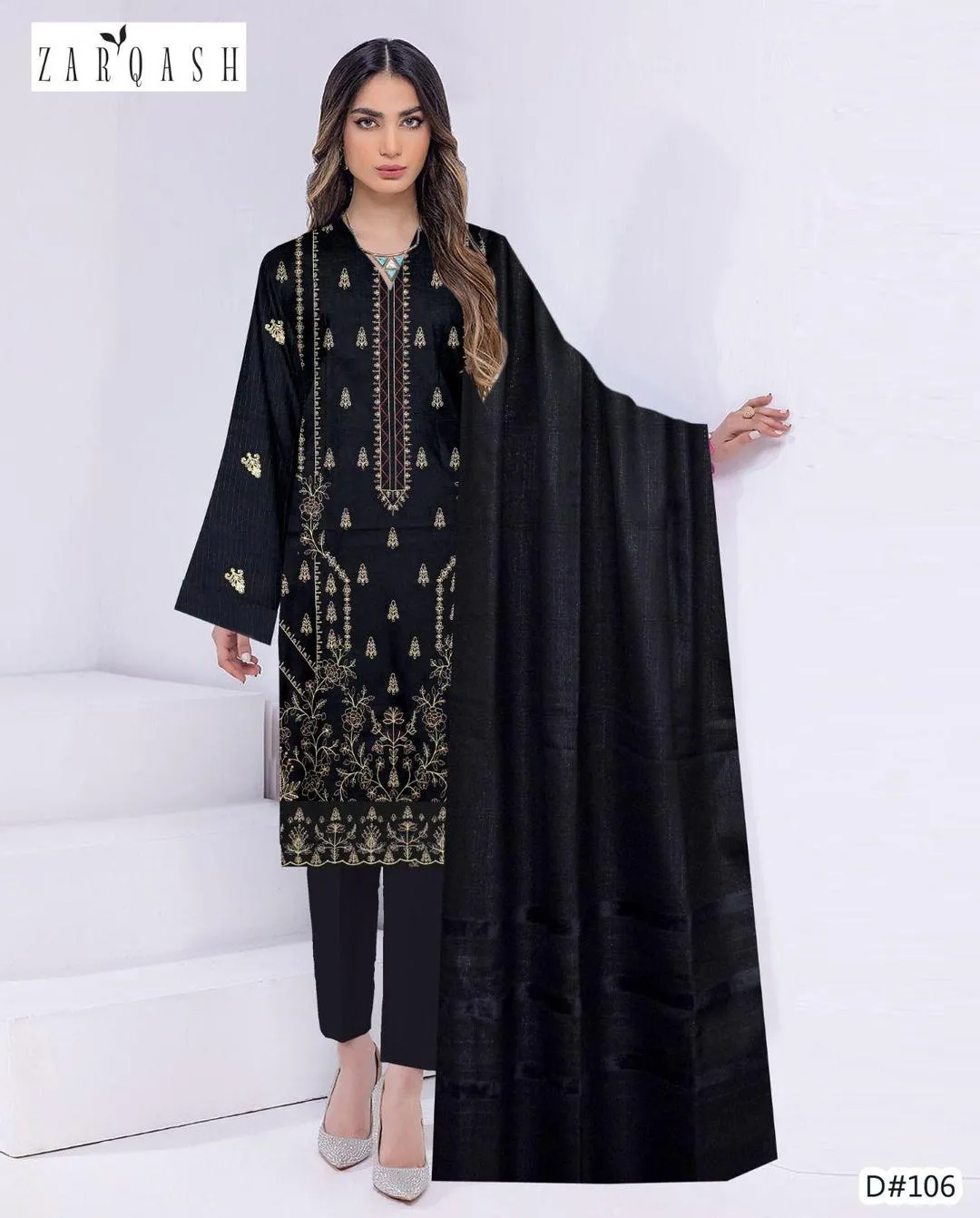 3 Pcs Women's Unstitched Embroidered Suit