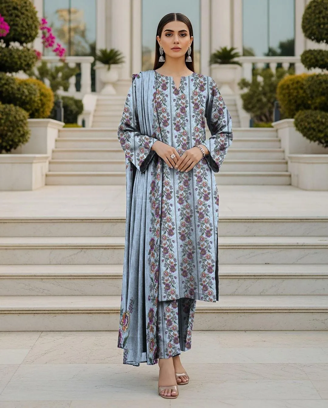 3 Pcs Women's Unstitched Printed Suit