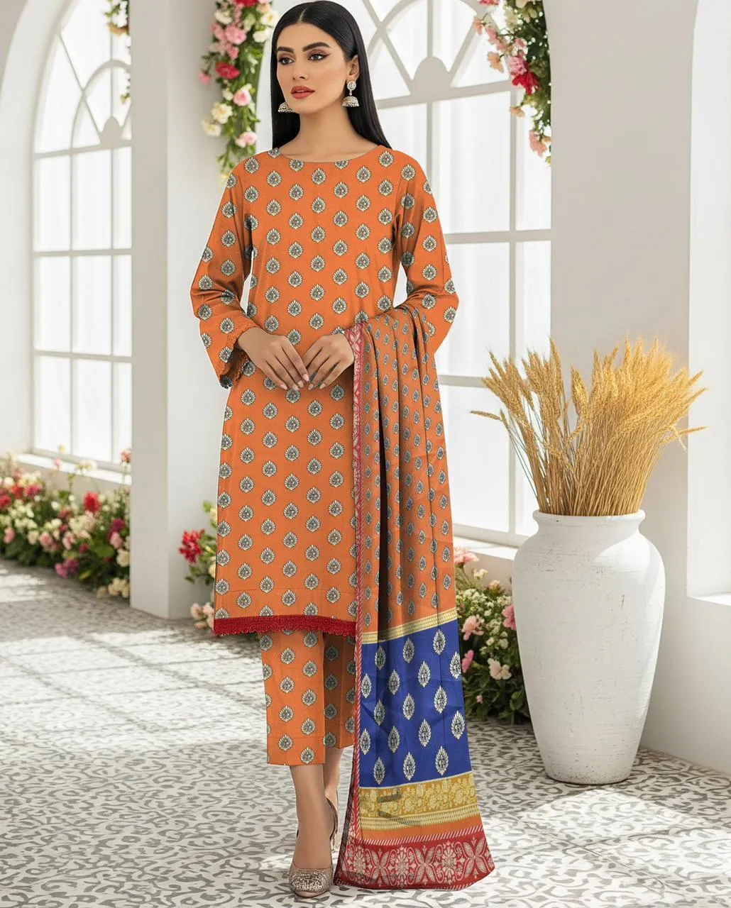 3 Pcs Women's Unstitched Printed Suit