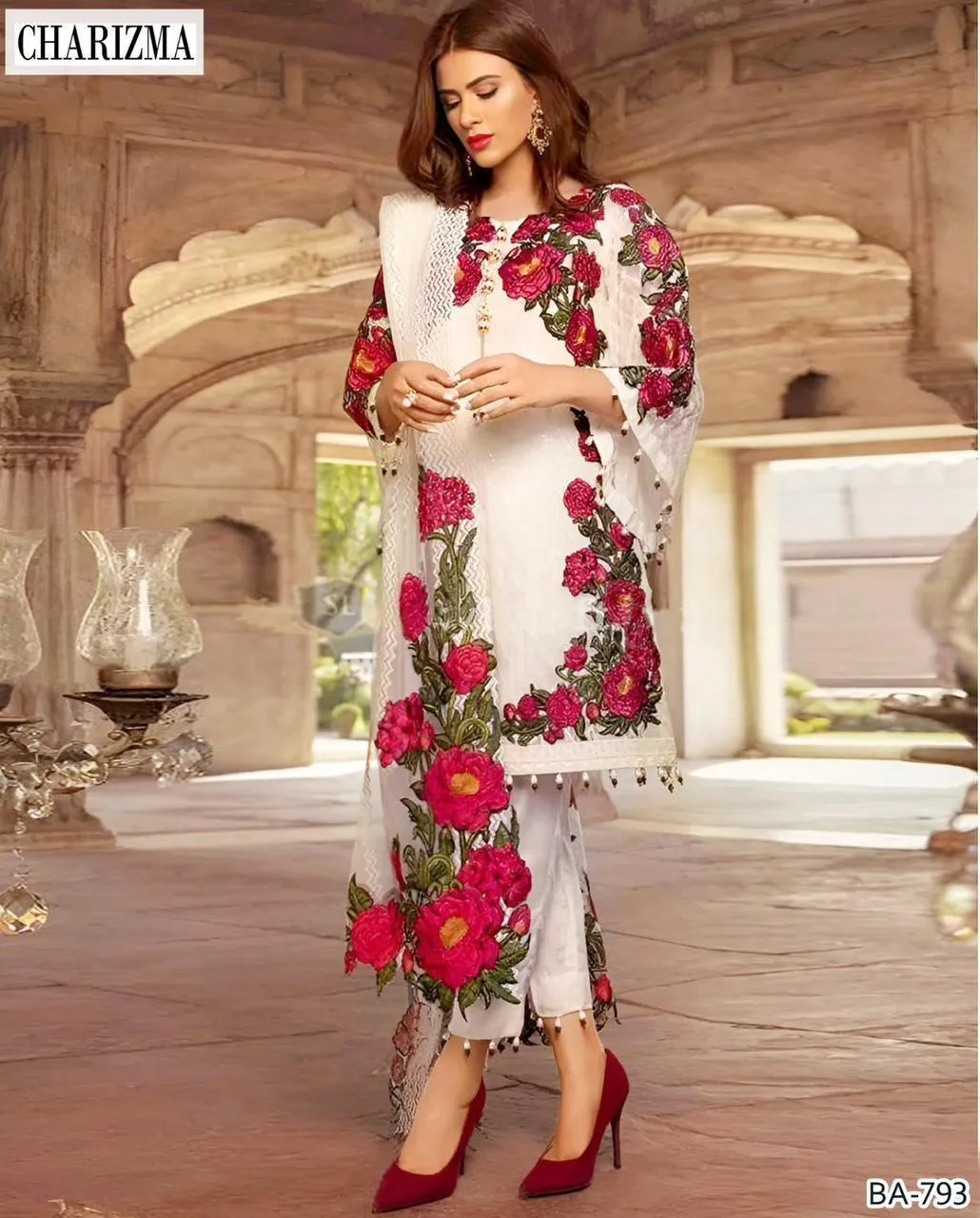 3 Pcs Women's Unstitched Embroidered Suit