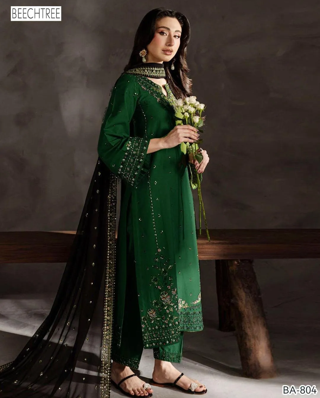 3 Pcs Women's Unstitched Embroidered Suit