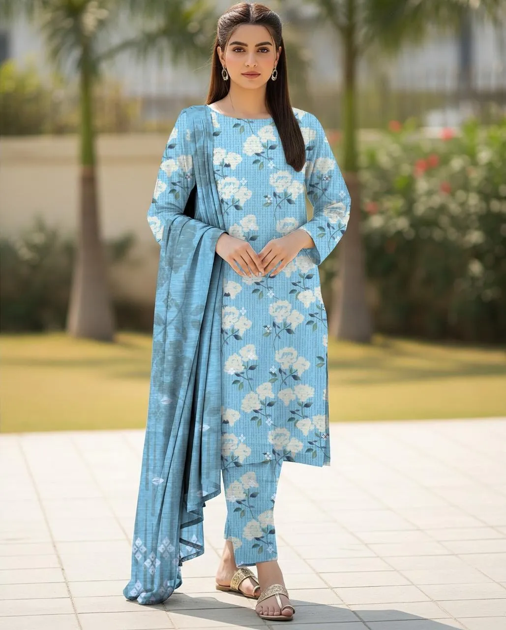3 Pcs Women's Unstitched Printed Suit