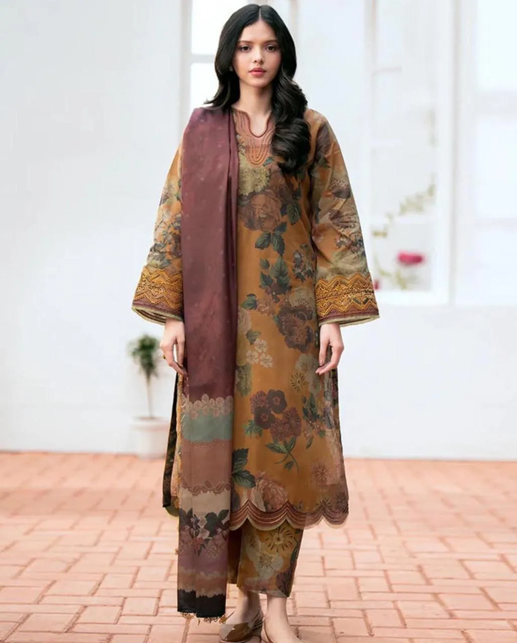 3 Pcs Women's Unstitched Digital Print Suit