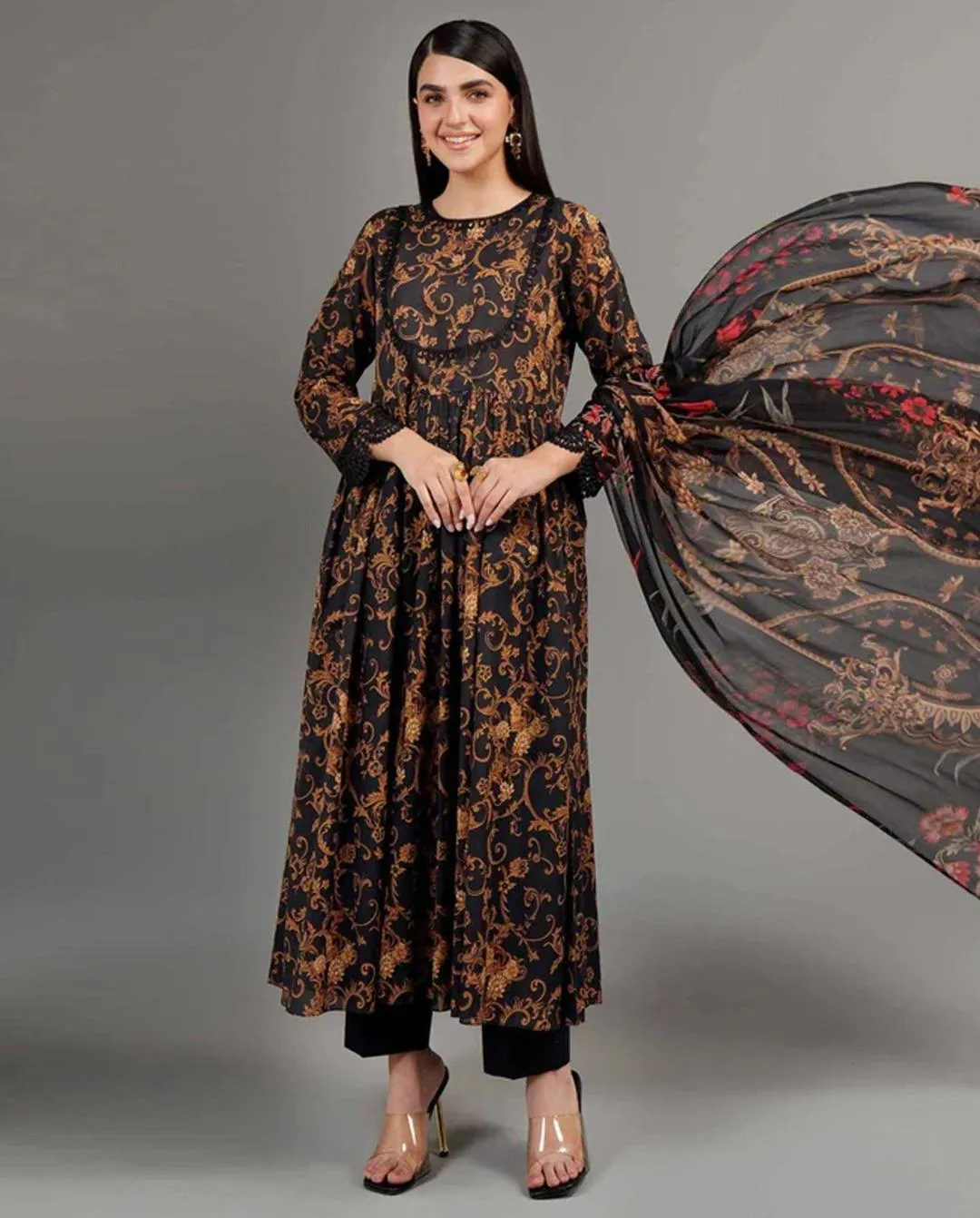 3 Pcs Women's Unstitched Digital Print Suit