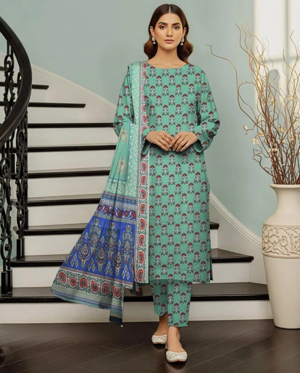 3 Pcs Women's Unstitched Digital Print Suit
